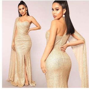 Golden Era Glitter Dress - Gold